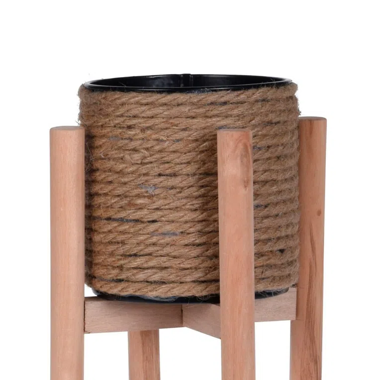 Donica ENDO z drewnianą podstawką 23 cm