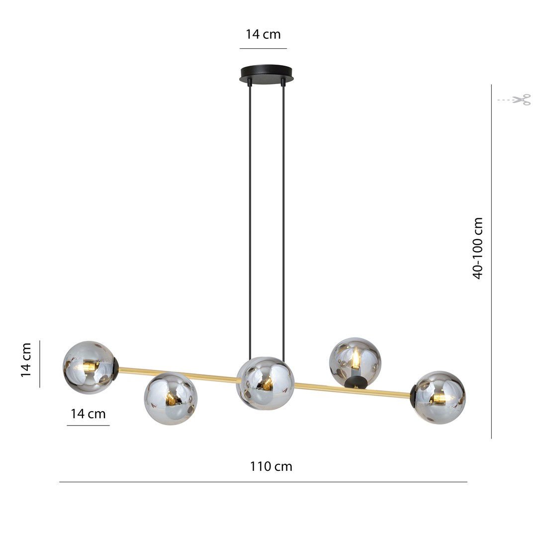Lampa Wisząca Gravity 6 1237/6 6Xe14 czarna/złota