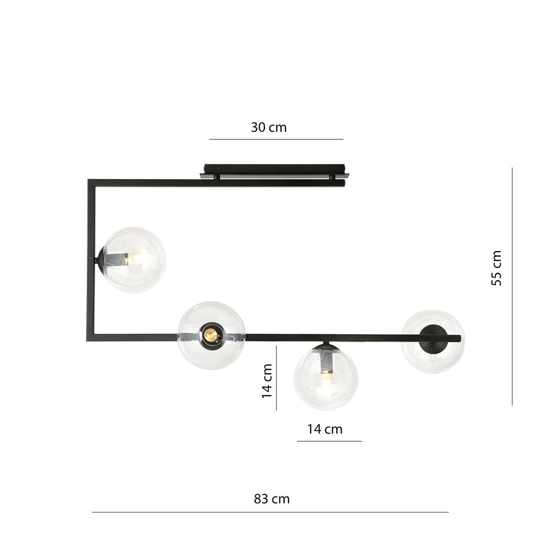 Lampa sufitowa soma 4 bl transparent 6587 czarny