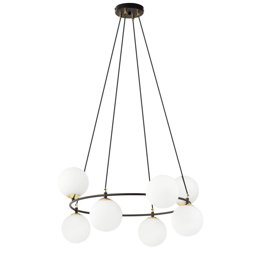 Lampa wisząca azura 8 bl opal 6598 czarny/złoty