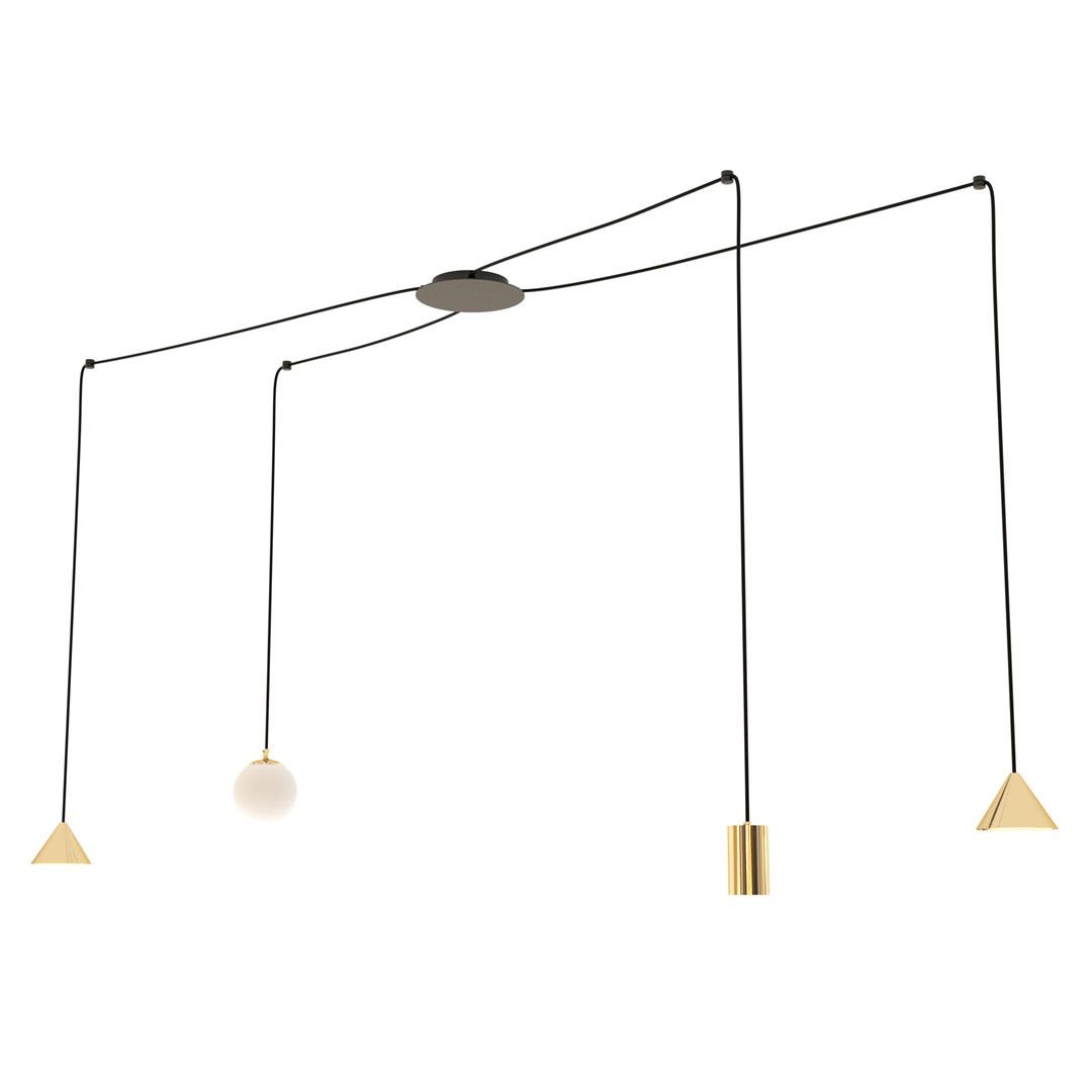 Lampa wisząca fuji 4 gold 7073 złoty/czarny