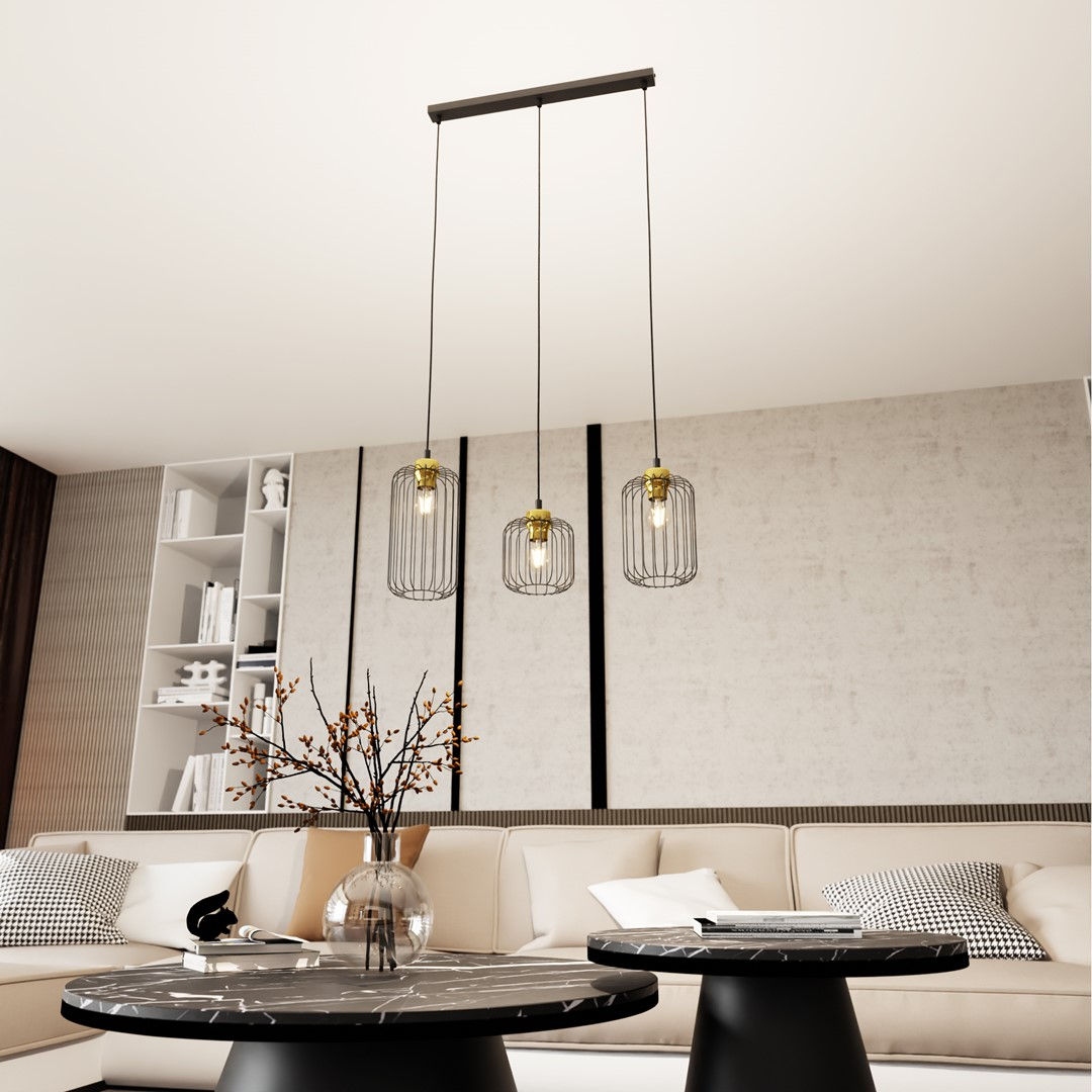 Lampa wisząca Vander 3 bl gold czarny/złoty 3xE27