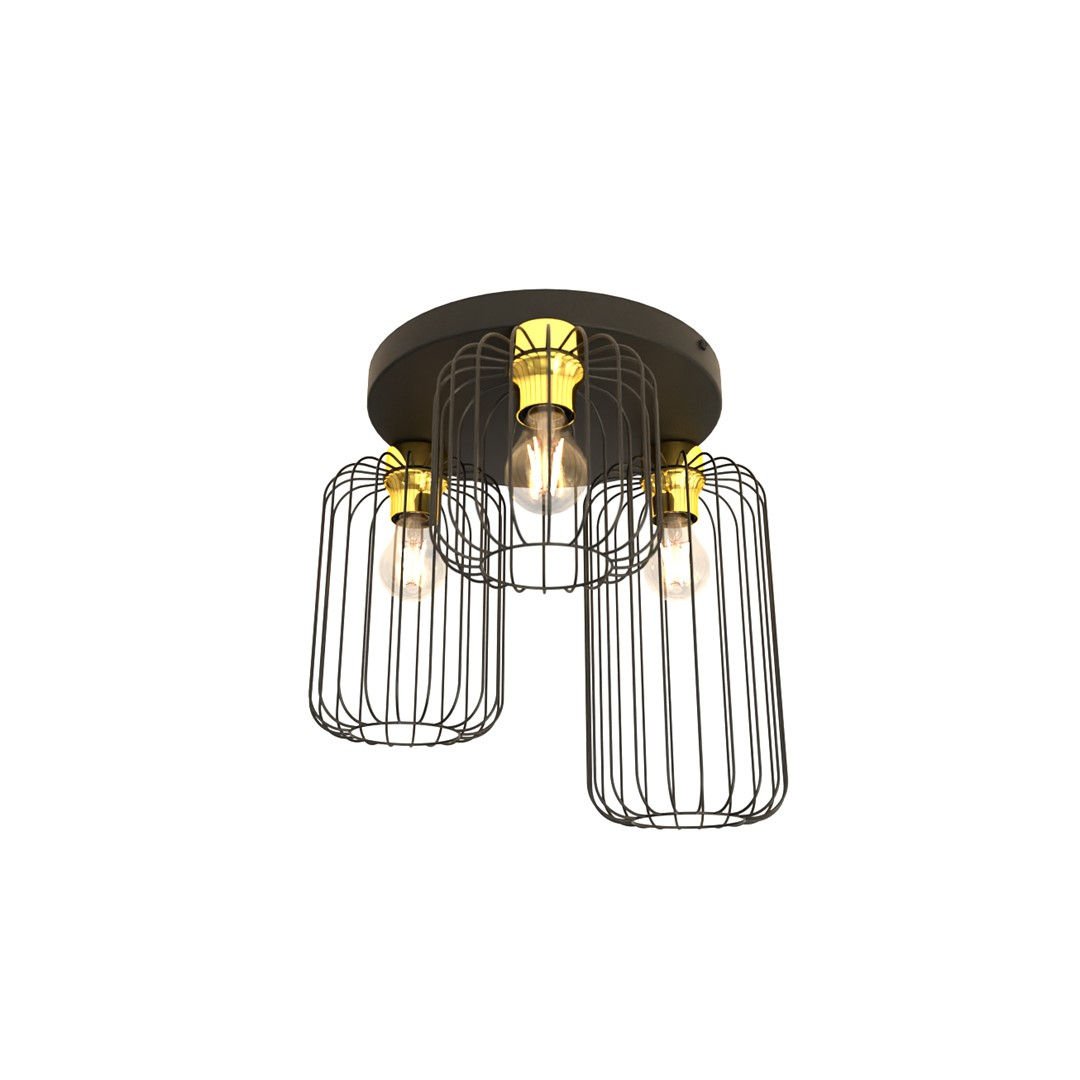 Lampa sufitowa Barn 3prem bl gold czarny/złoty 3xE27