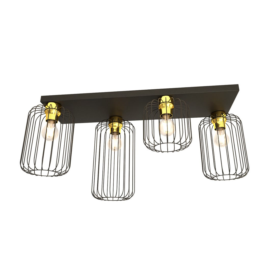 Lampa sufitowa Barn 4 bl gold czarny/złoty 4xE27