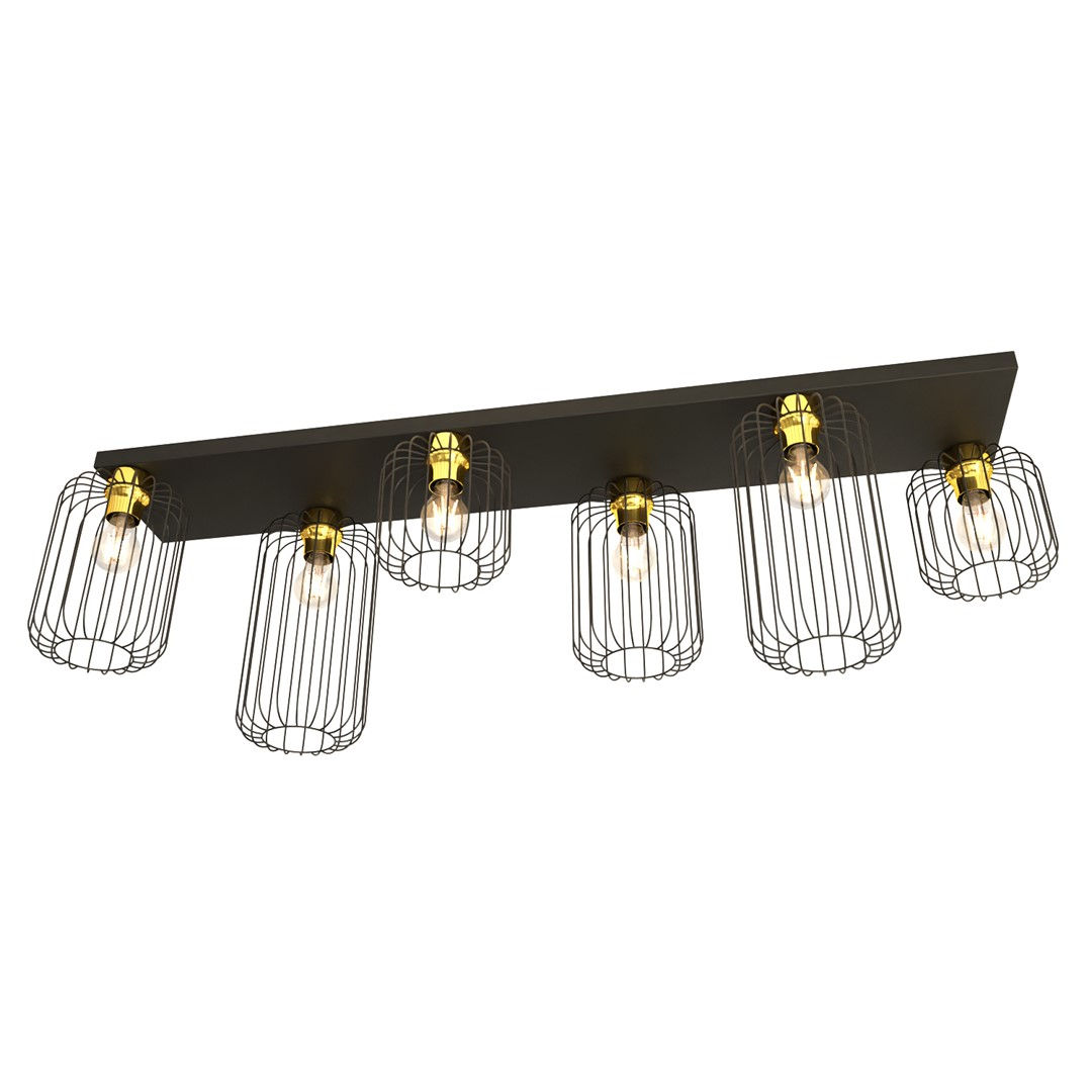 Lampa sufitowa Barn 6 bl gold czarny/złoty 6xE27