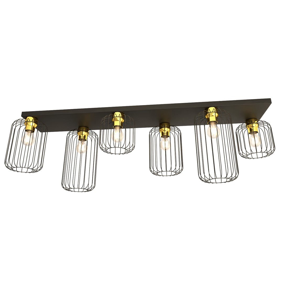 Lampa sufitowa Barn 6 bl gold czarny/złoty 6xE27