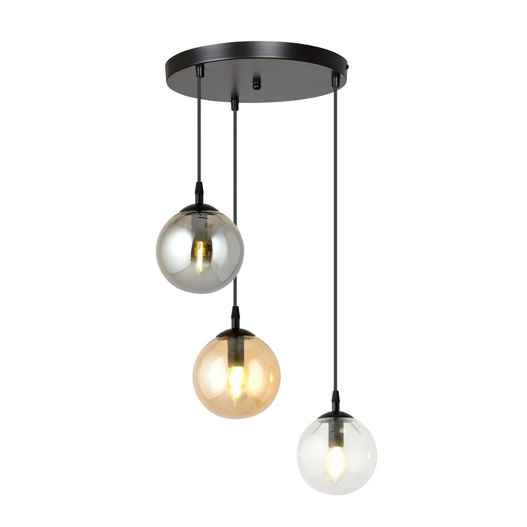 Lampa Wisząca Cosmo 3 Bl Premium Mix 714/3Prem 3Xe14 transparentna/grafitowa/miodowa