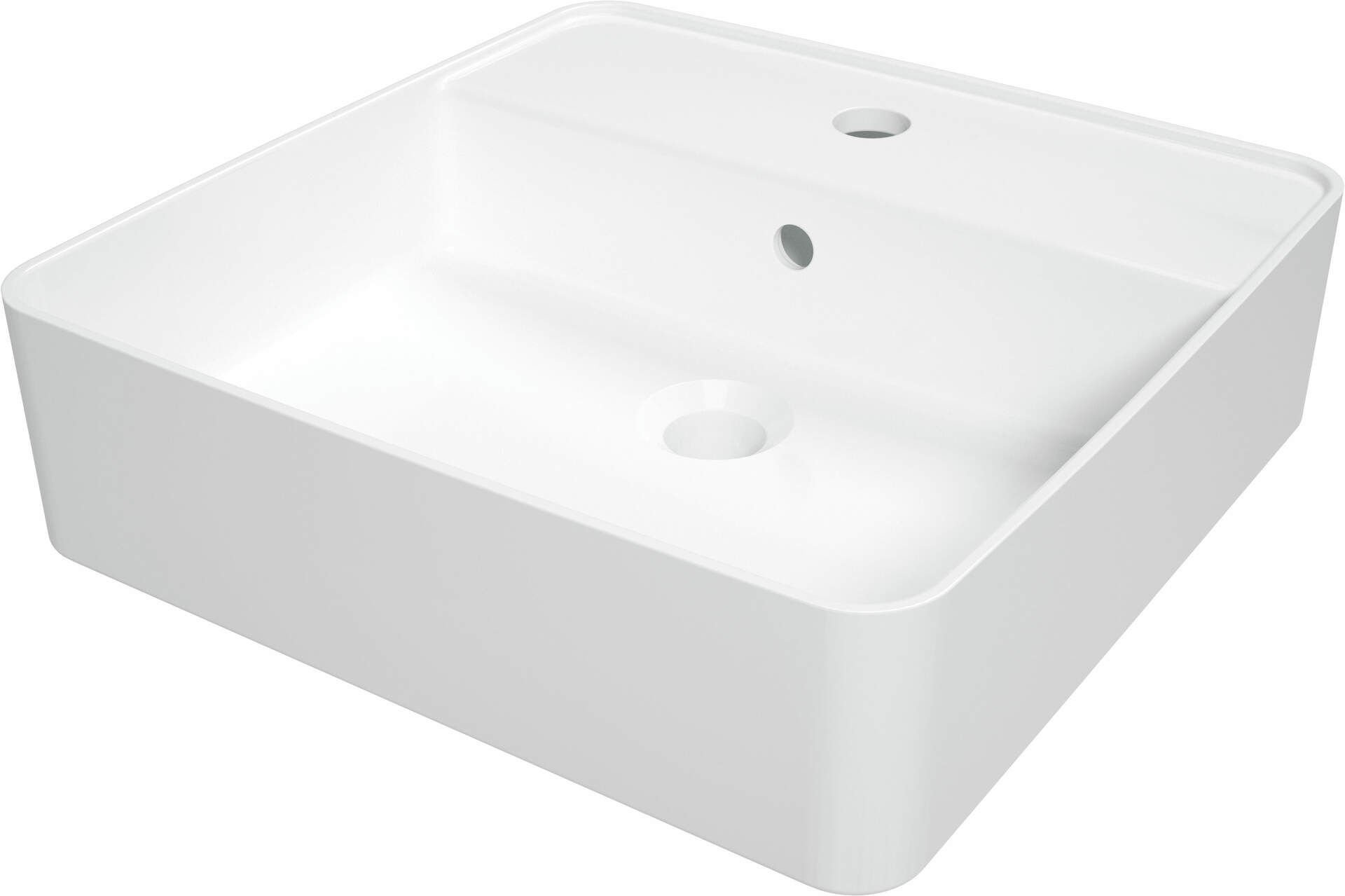 Umywalka nablatowa Deante Square 42 cm kwadratowa biały połysk CGS_6U4B