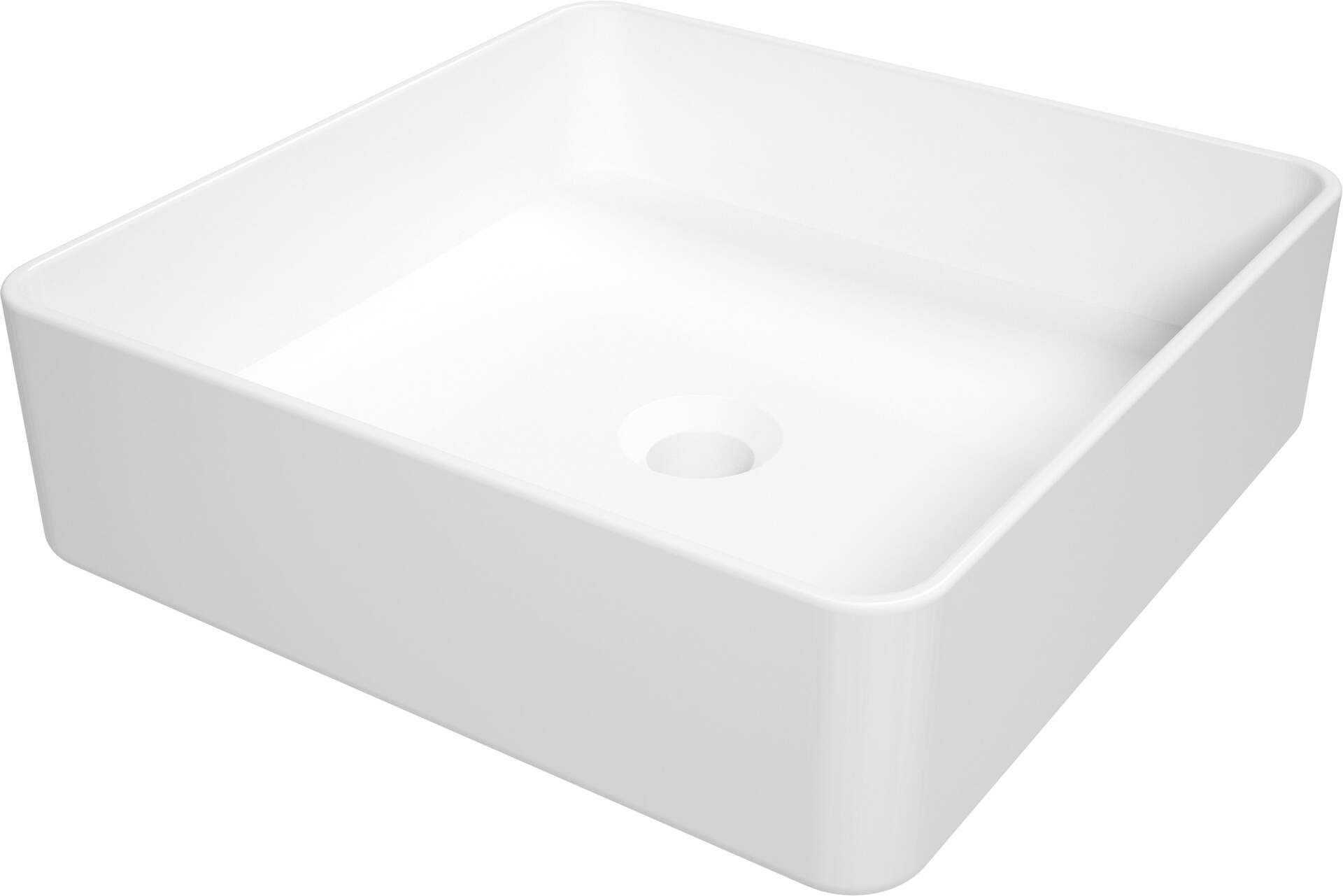 Umywalka nablatowa Deante Square 40 cm kwadratowa biały połysk CGS_6U4S