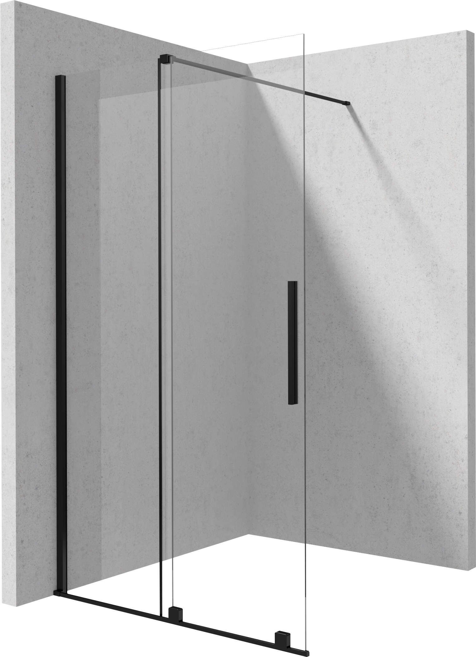 Kabina prysznicowa walk-in Deante Prizma 100x200 przesuwny nero transparentne KTJ_N30R