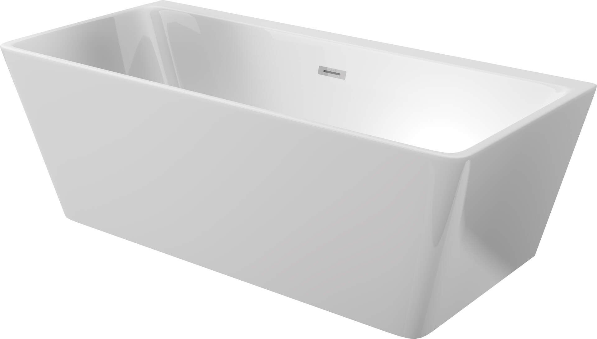 Wanna przyścienna Deante Hiacynt 160x75 cm prostokątna biały połysk syfon klik klak chrom KDH_016W
