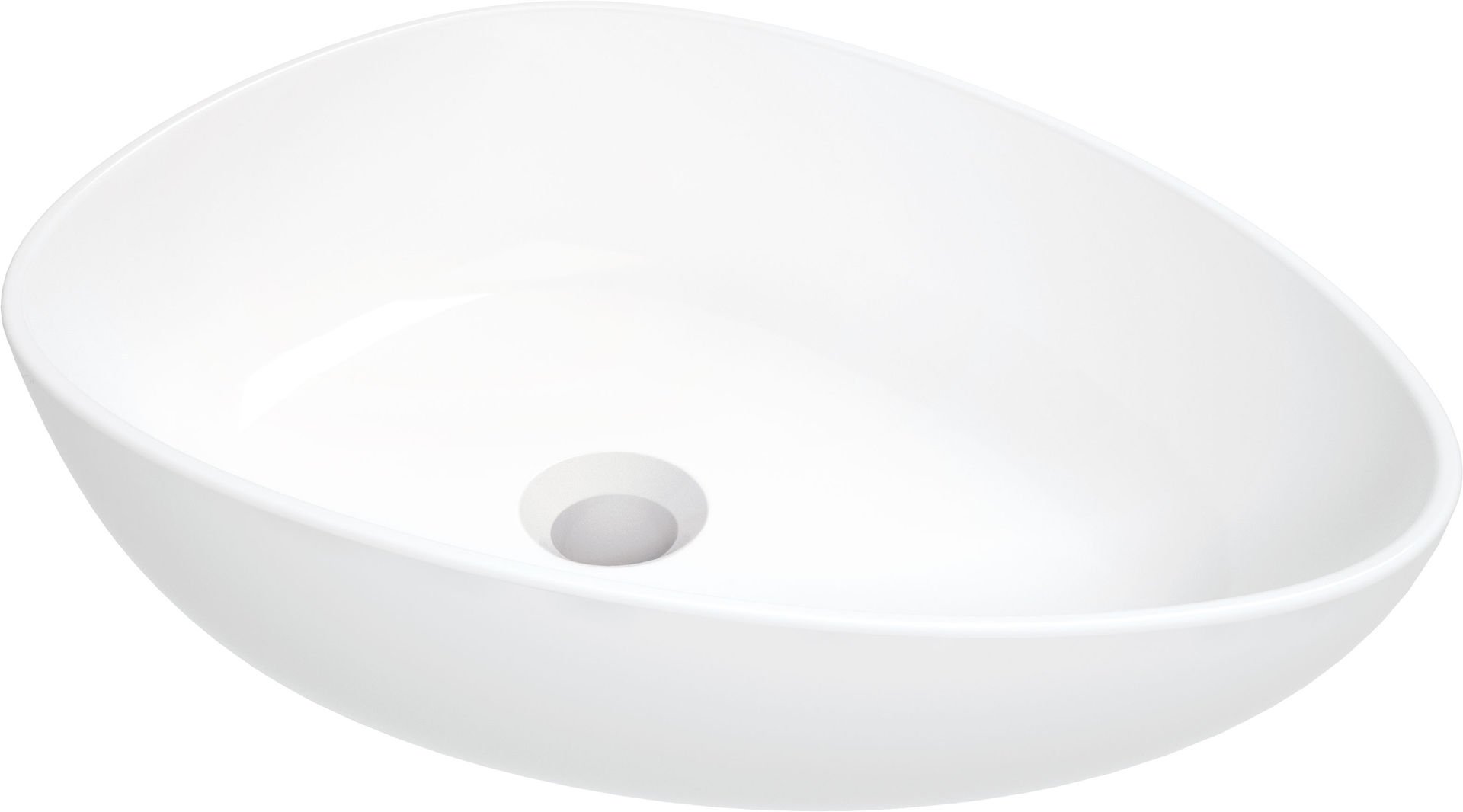 Umywalka nablatowa Deante Alpinia 47x35 cm asymetryczna biały połysk CGA_6U5S