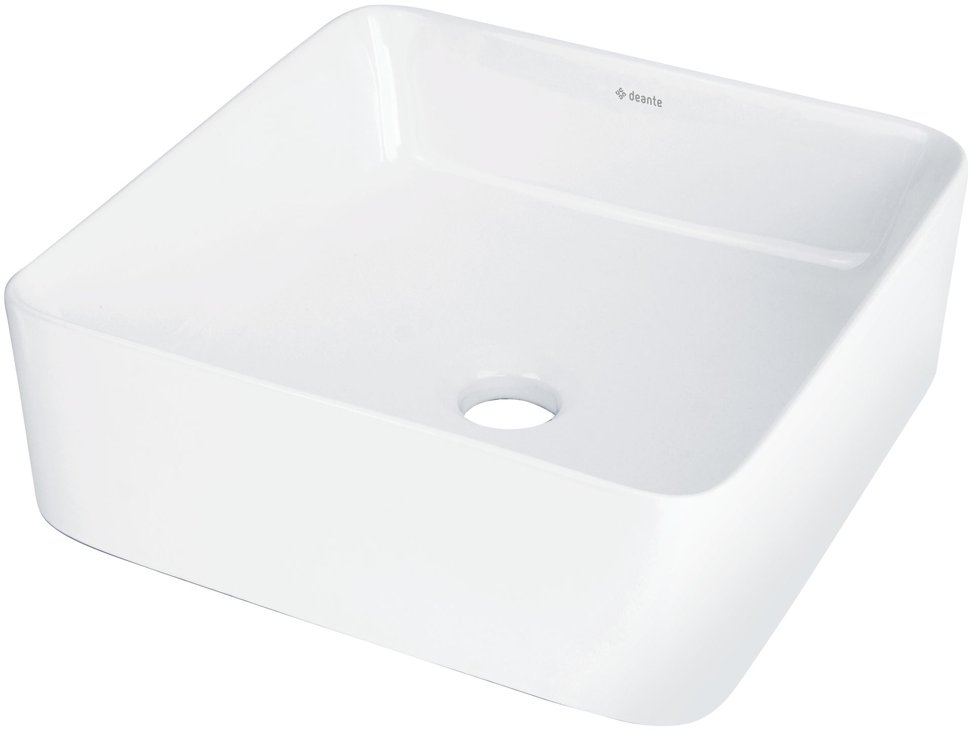 Umywalka nablatowa Deante Jasmin 35 cm kwadratowa biały połysk CDJ_6U3S