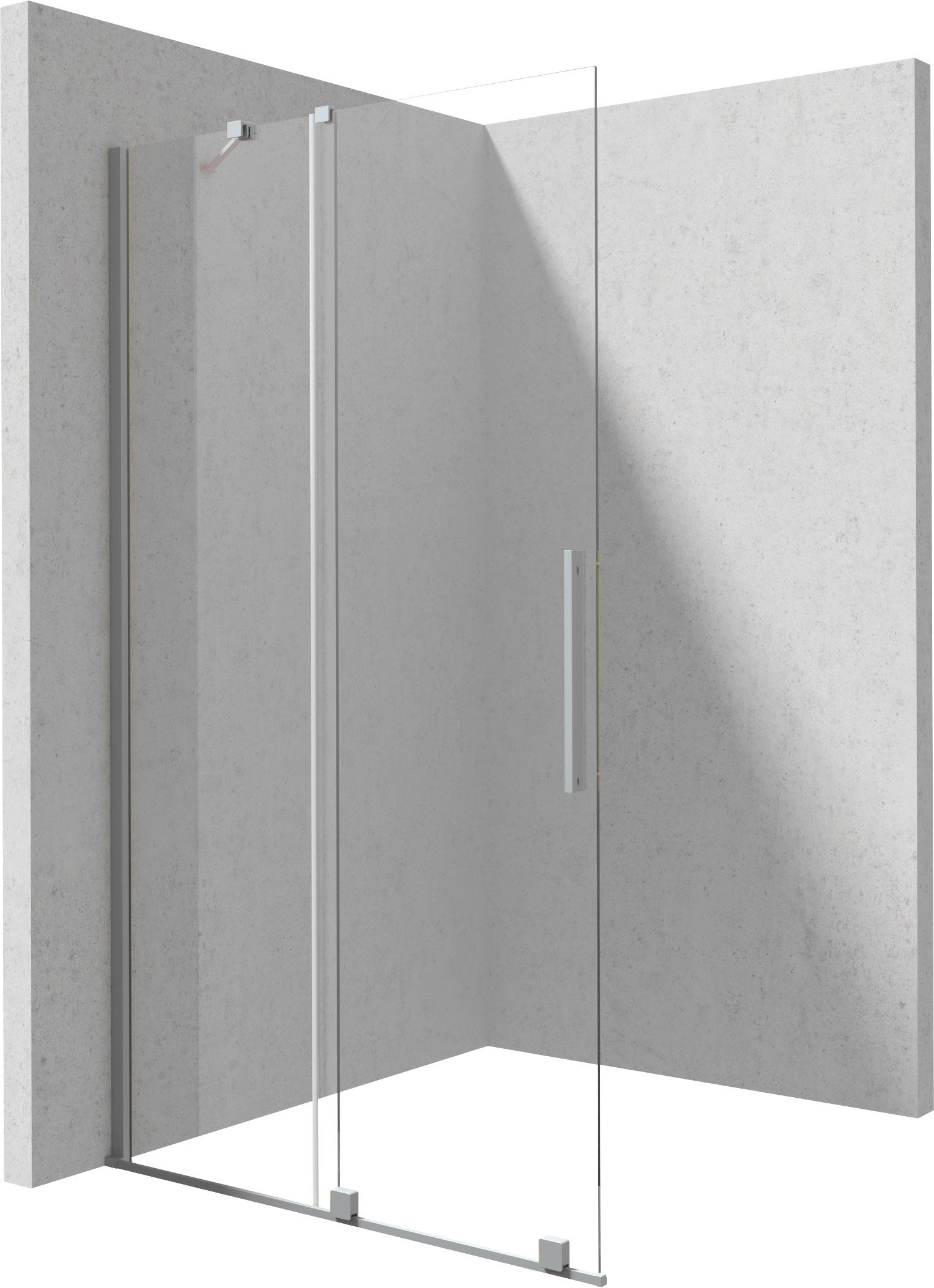 Kabina prysznicowa Walk-In Deante Prizma 100x195 przesuwna stal szczotkowana KTJ_F30R