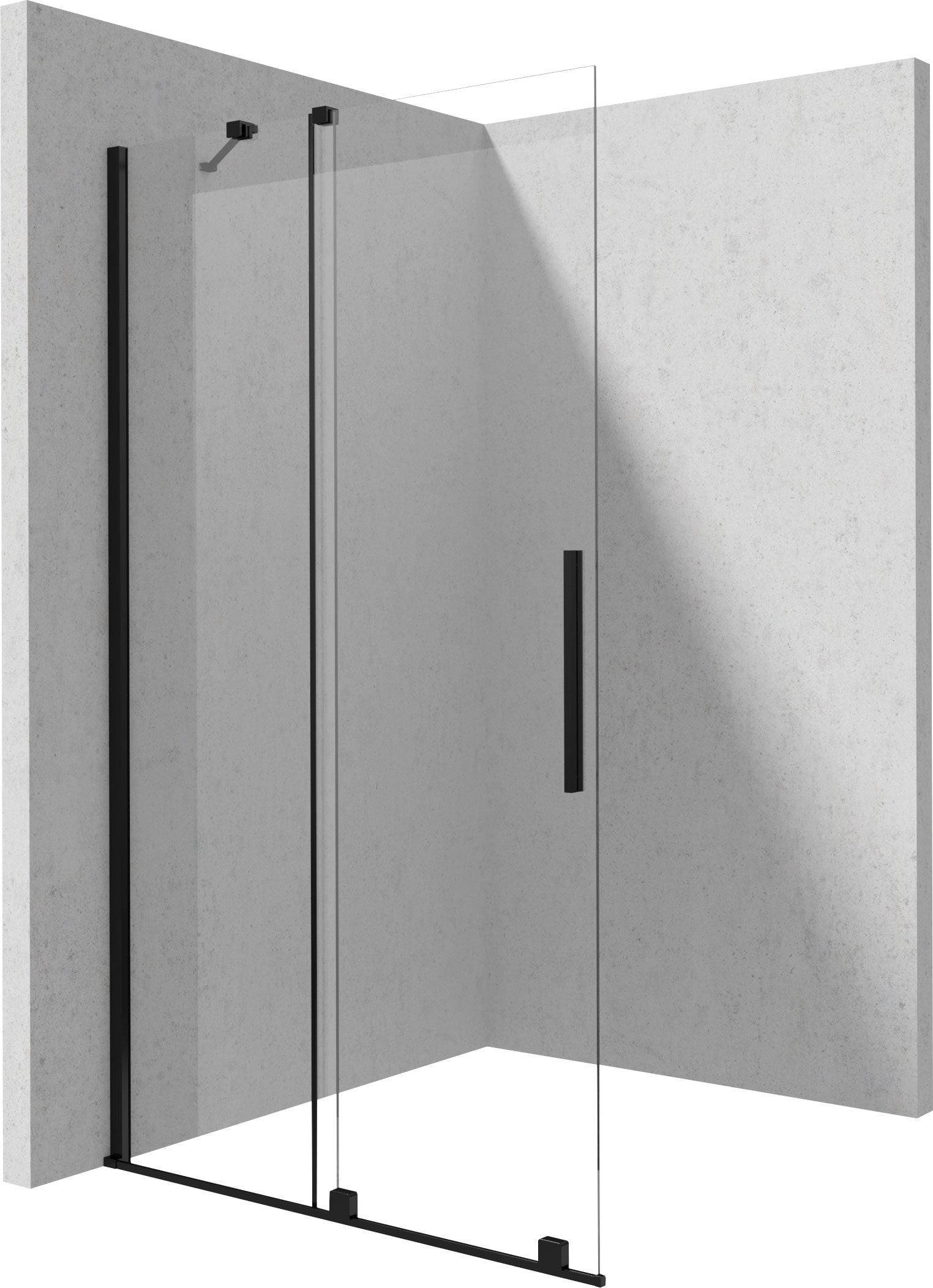 Kabina prysznicowa walk-in Deante Prizma 100x200 przesuwny nero transparentne KTJ_N30R