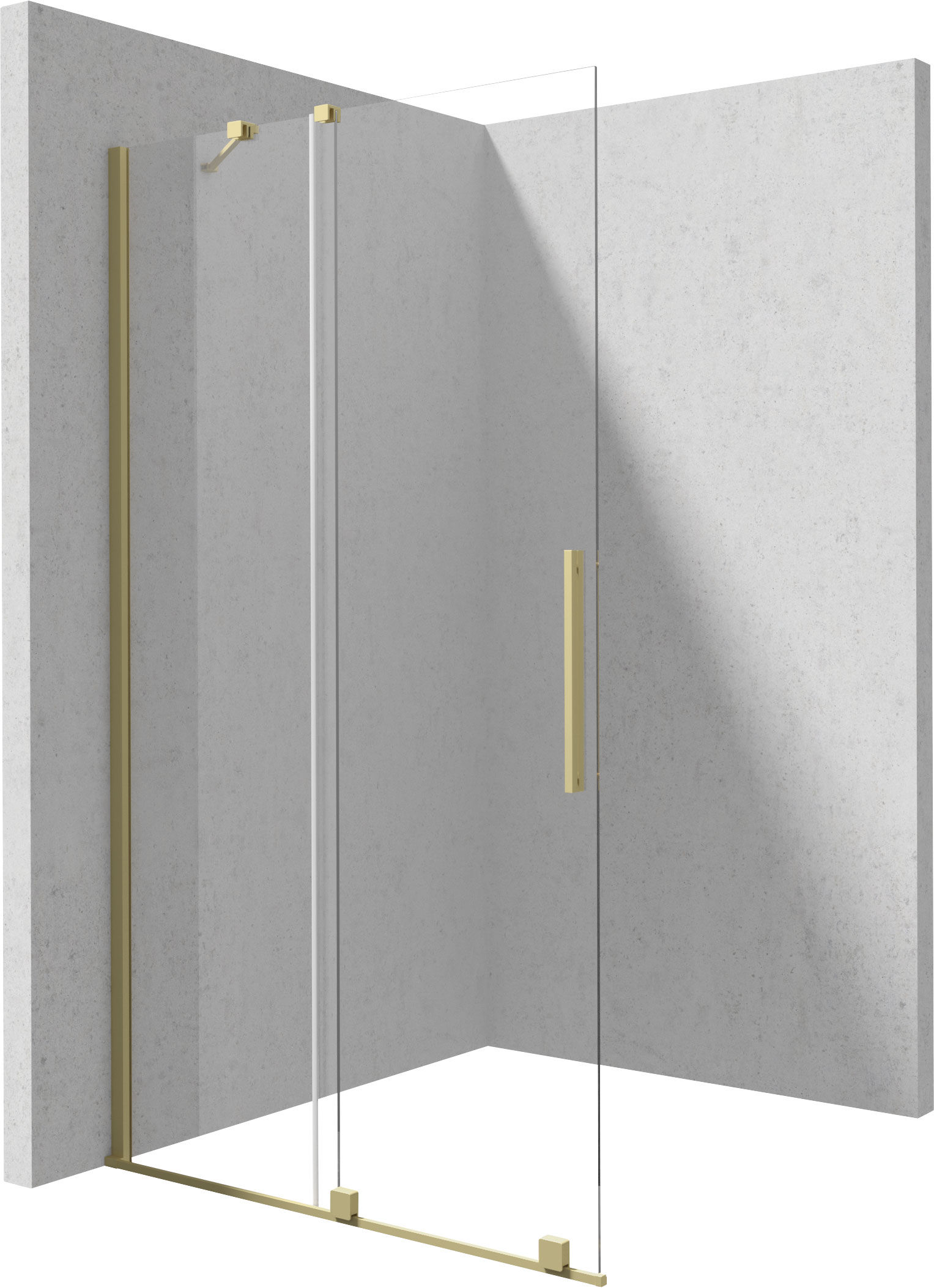 Kabina prysznicowa Walk-In Deante Prizma 90x195 przesuwna złoto szczotkowane KTJ_R39R