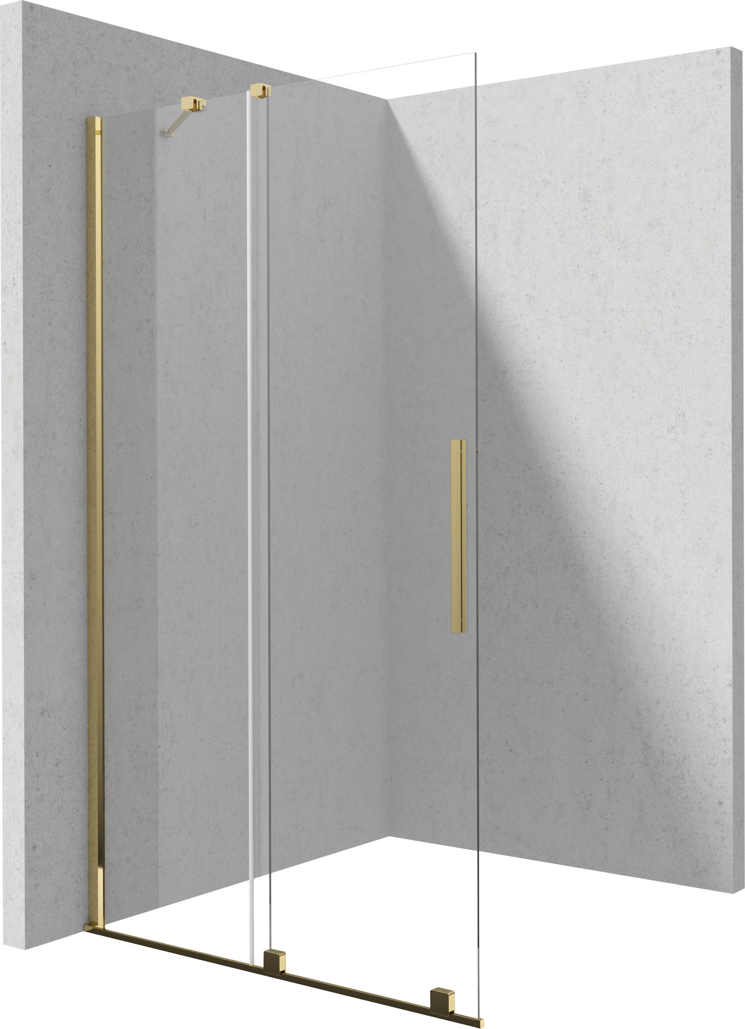 Kabina prysznicowa Walk-In Deante Prizma 90x195 przesuwna złota KTJ_Z39R