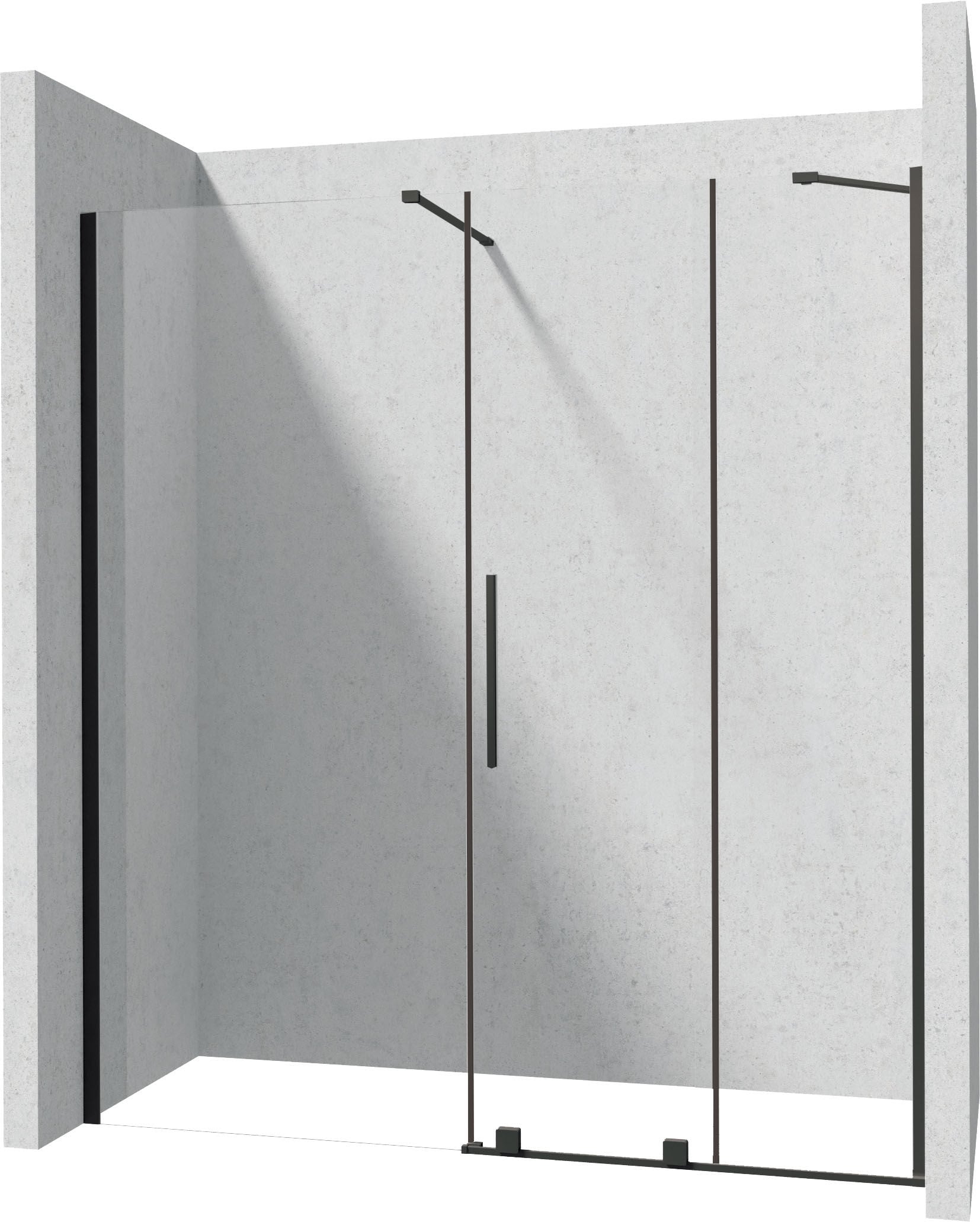 Kabina prysznicowa walk-in Deante Prizma 100x200 przesuwny nero transparentne KTJ_N30R
