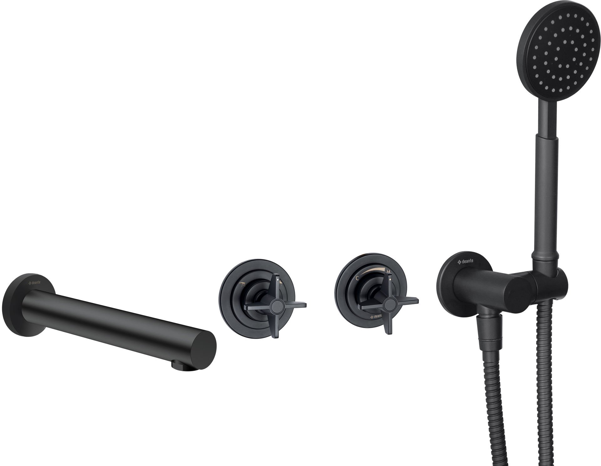 Bateria wannowa podtynkowa Deante Temisto 4-otworowa nero BQT_N18P