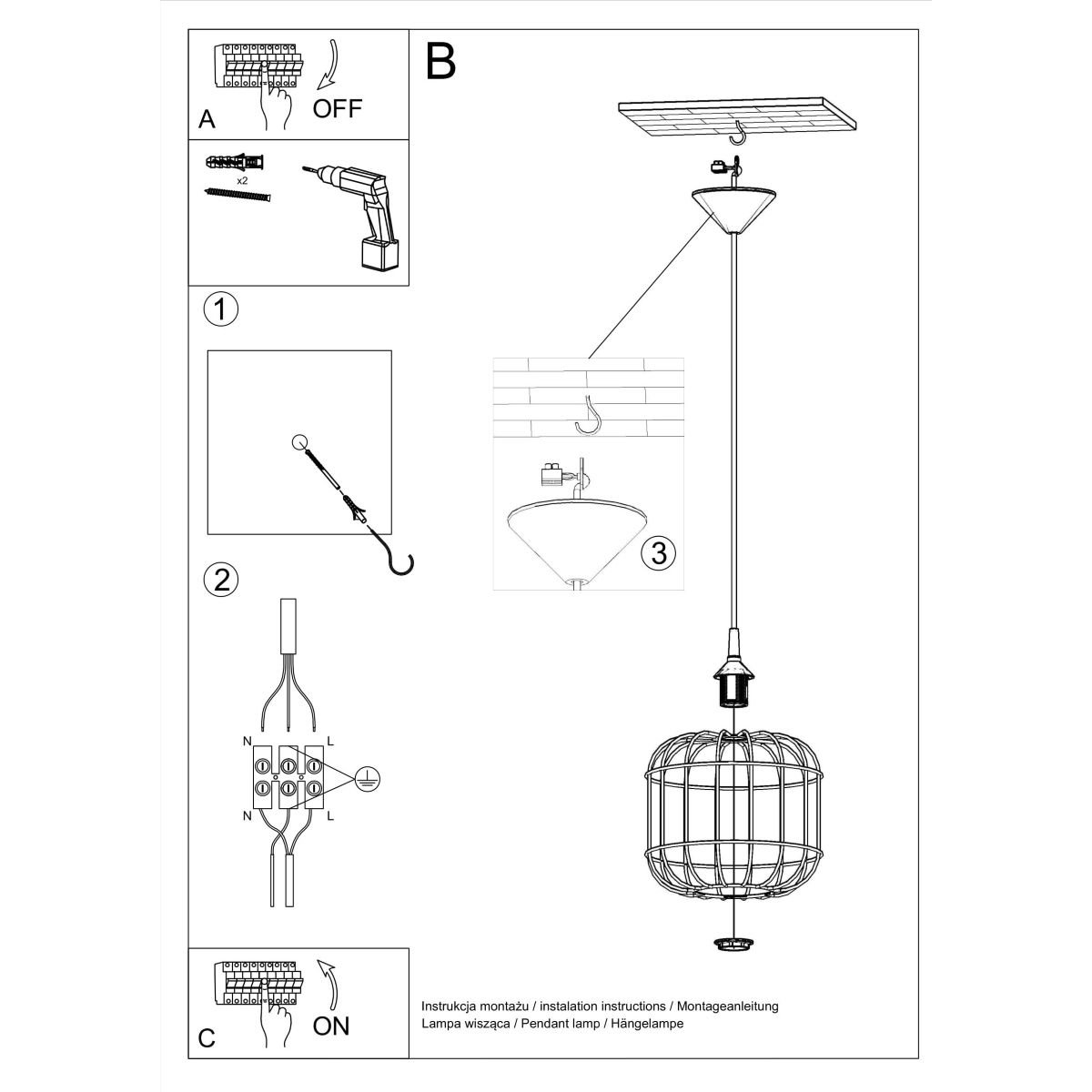 Lampa Wisząca Celta 1Xe27 Biały