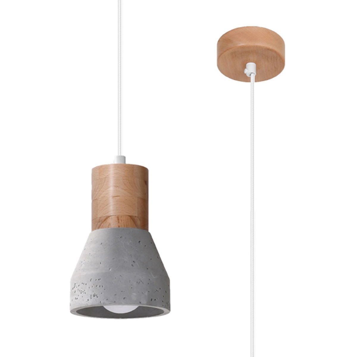 Lampa Wisząca Qubic 1Xe27 Szary/Naturalne Drewno