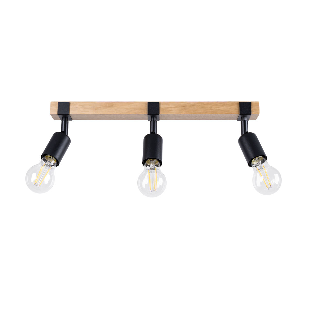 Plafon Zuca 3 3Xe27 Czarny/Drewno