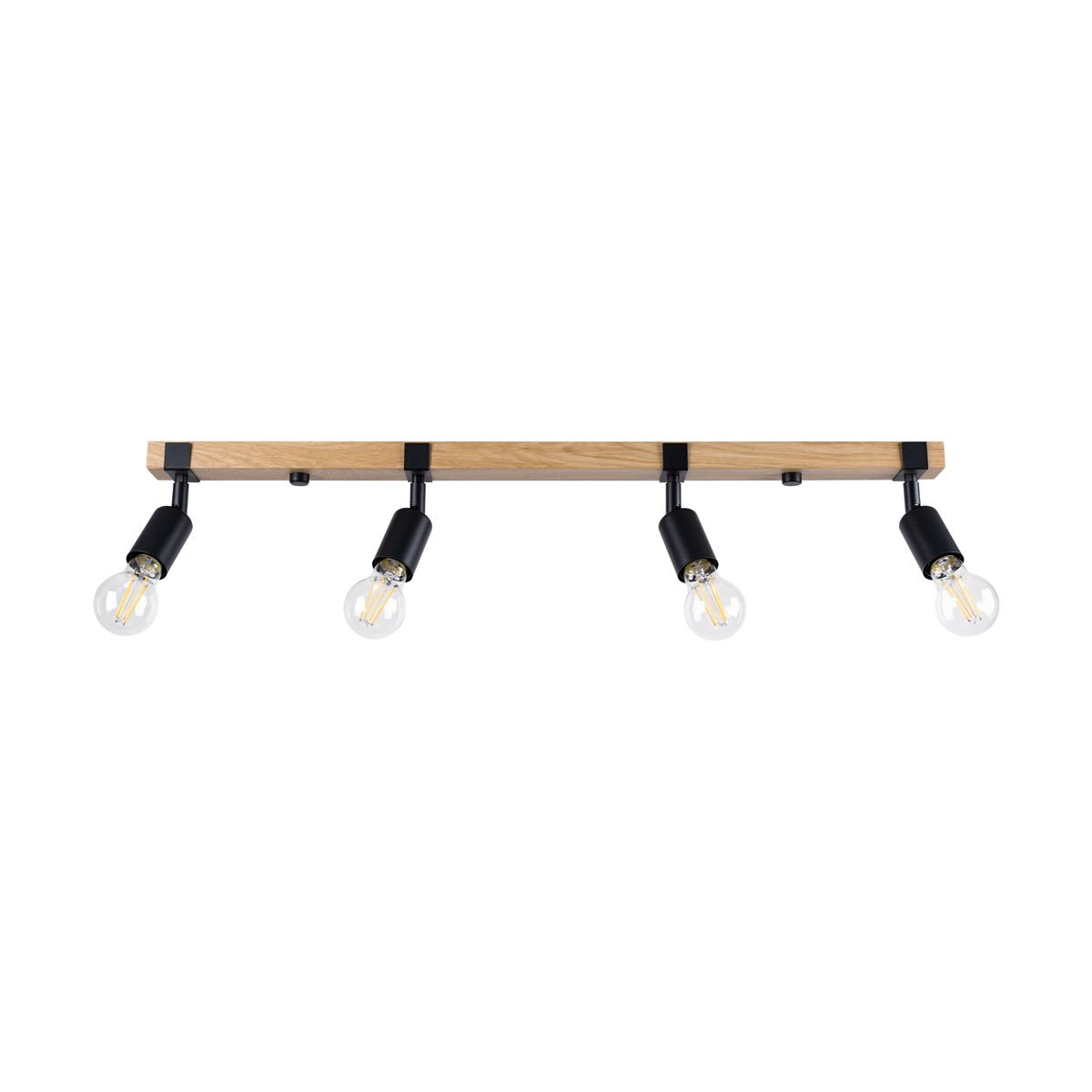 Plafon Zuca 4 4Xe27 Czarny/Drewno