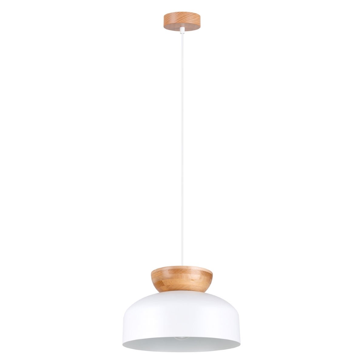 Lampa Wisząca Marion 1Xe27 Biały/Naturalne Drewno