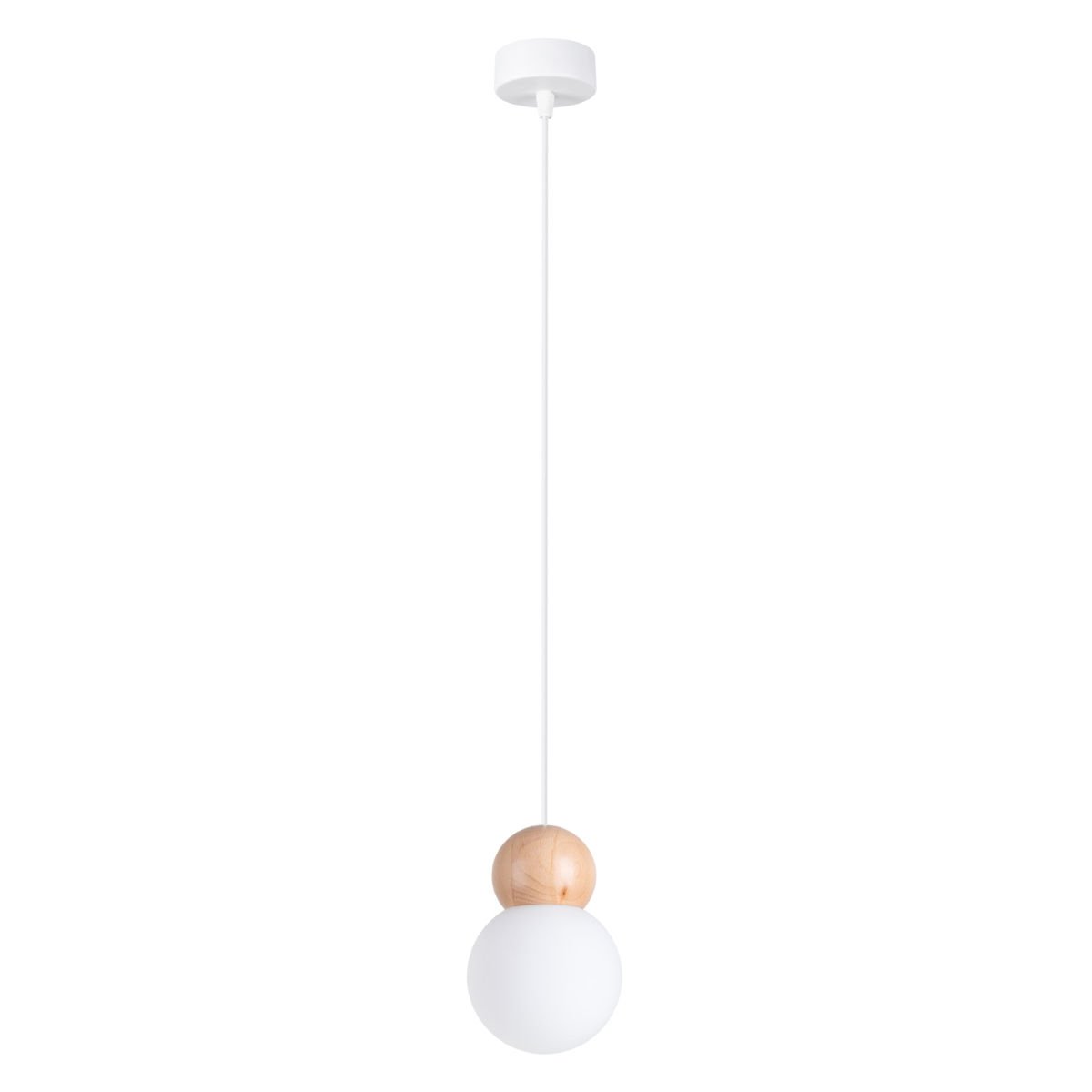 Lampa Wisząca Pekka 1 / 1Xg9 Biały/Naturalne Drewno
