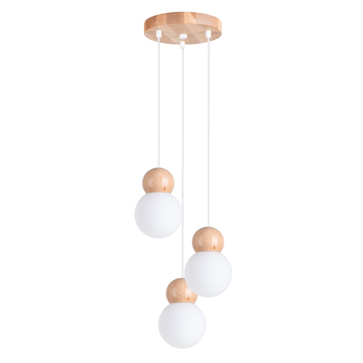 Lampa Wisząca Pekka 3P / 3Xg9 Biały/Naturalne Drewno