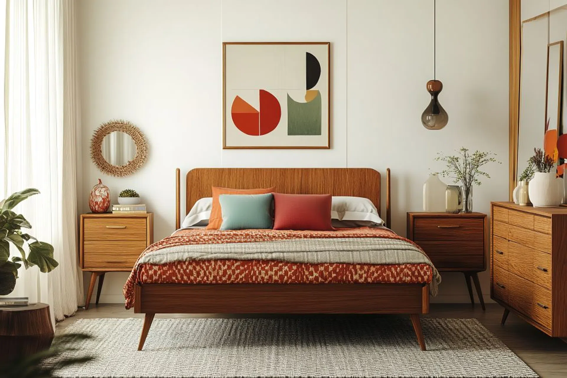 sypialnia w stylu retro