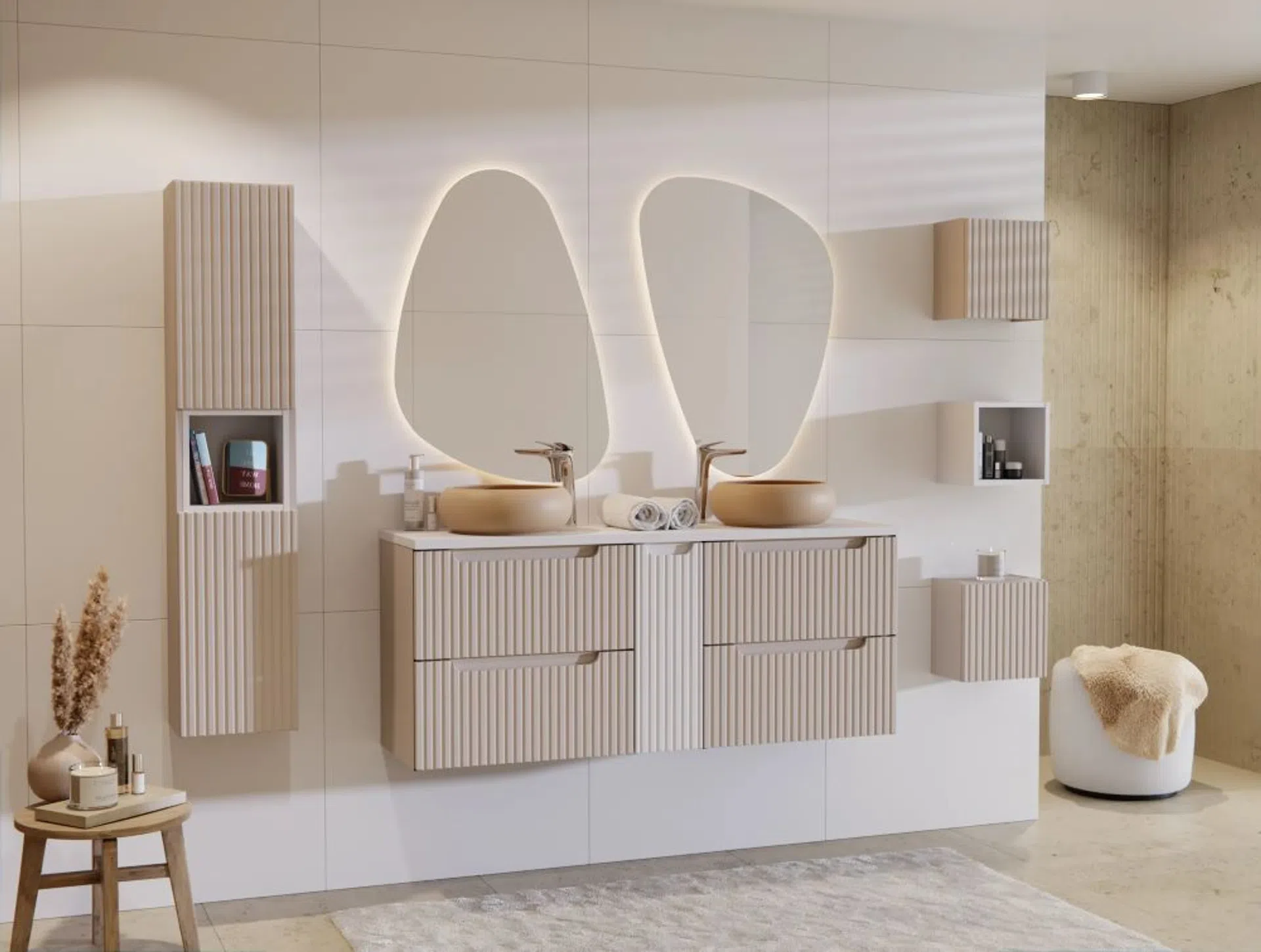 meble ryflowane do łazienki