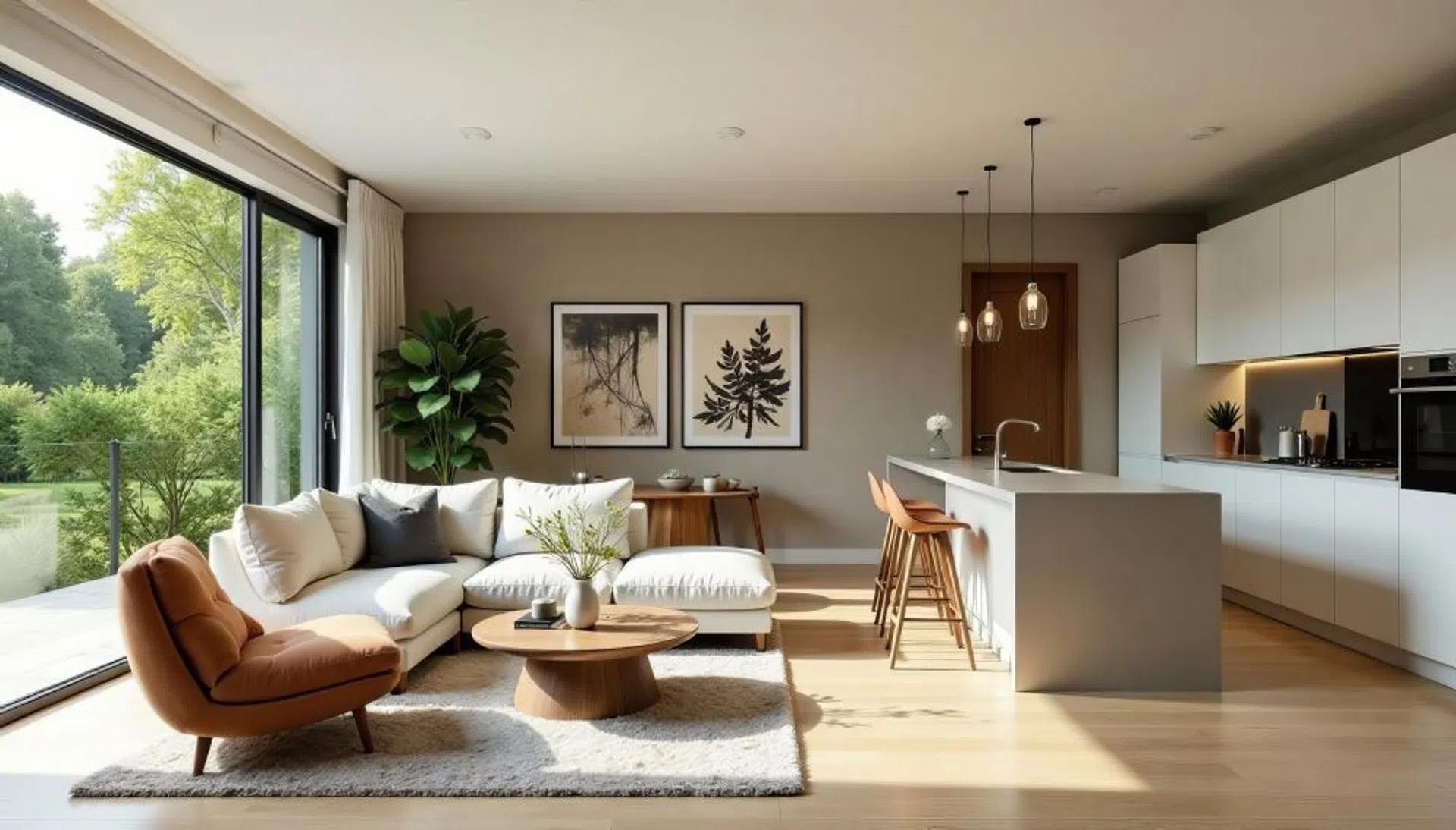 podłoga do salonu z aneksem kuchennym