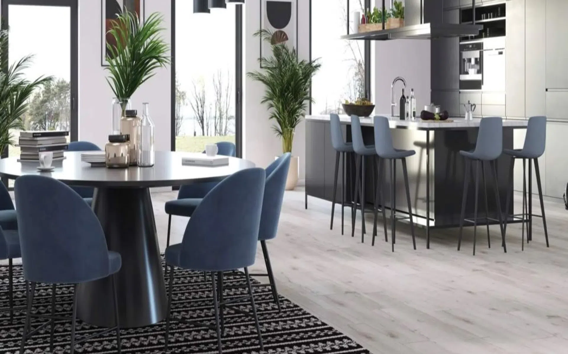 szare panele podłogowe w aranżacji