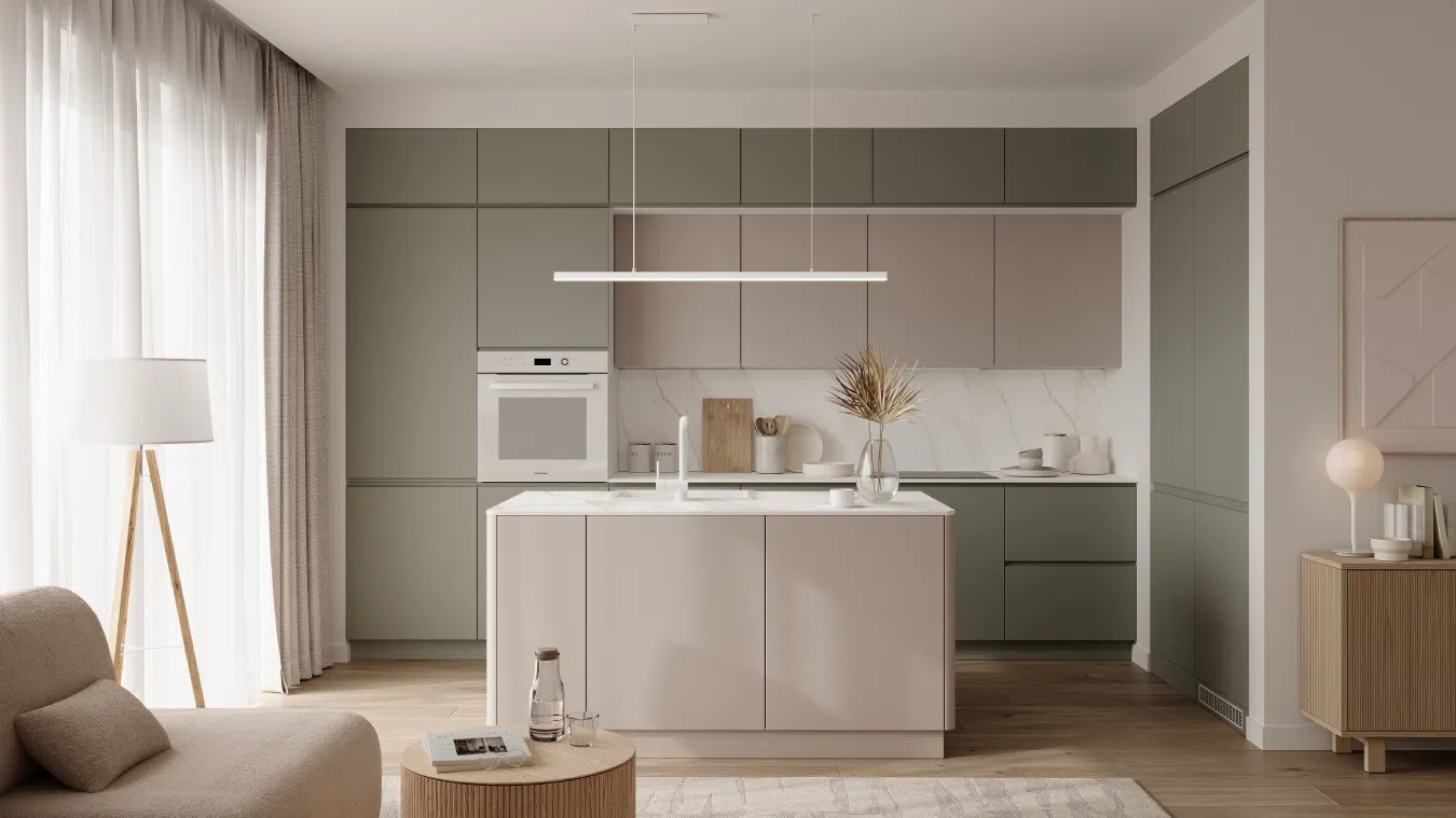 Kaszmirowa kuchnia z wyspą