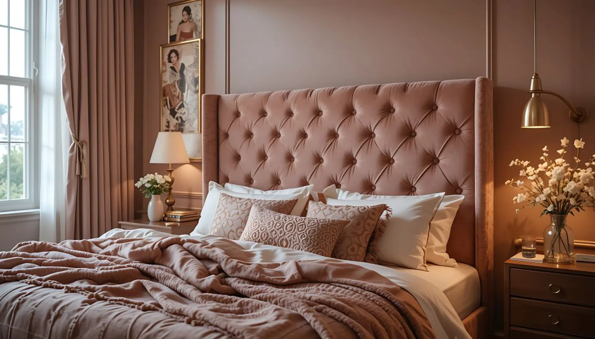 sypialnia w stylu glamour