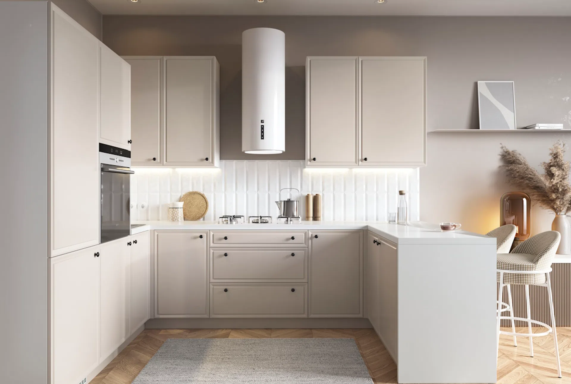 Funkcjonalna kuchnia w odcieniach kaszmiru