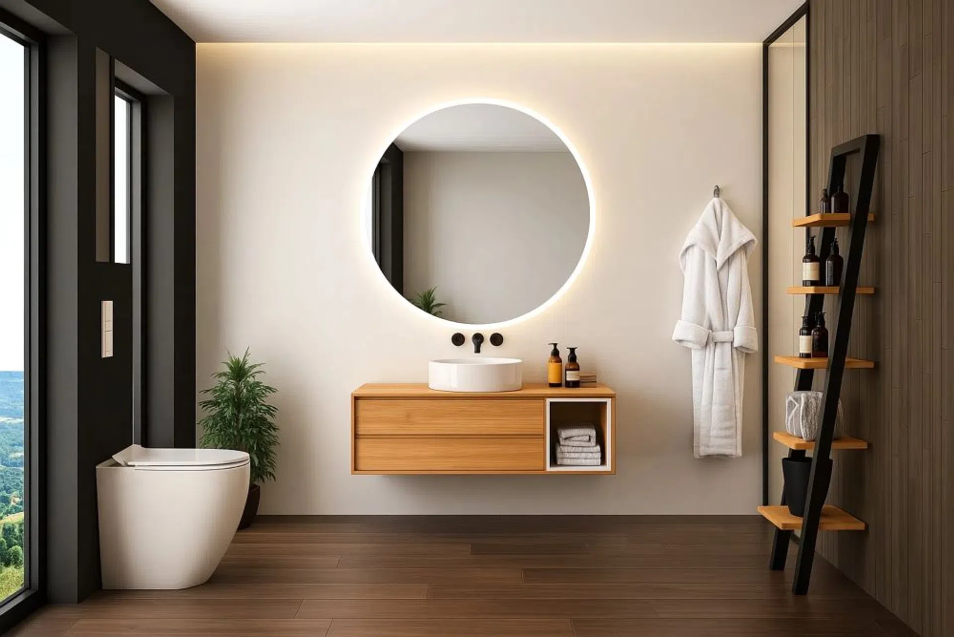 wysokość lustra w łazience