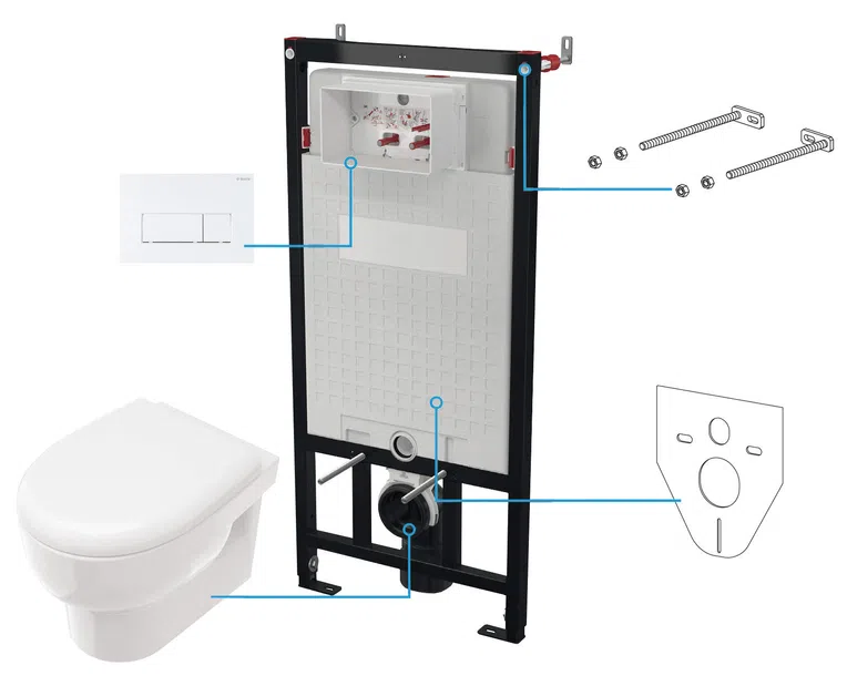Zestaw Podtynkowy Deante Miska WC z deską Avis Stelaż z przyciskiem biały CDAA6ZPW
