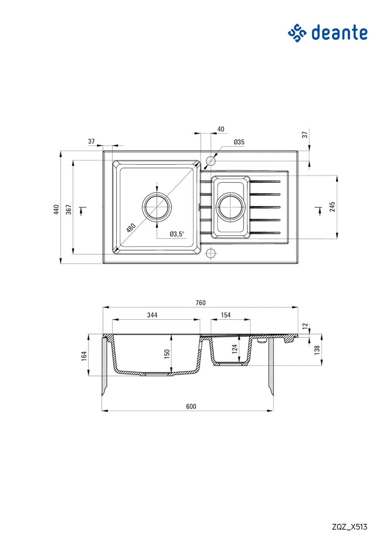 Zlewozmywak zorba Deante zqz_s513