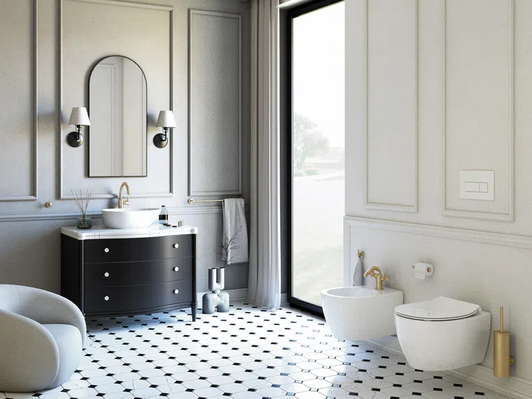 Bateria umywalkowa nablatowa Deante Temisto mosiądz szczotkowany BQT_M20K