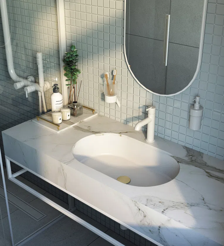 Korek Klik-Klak do umywalki lub bidetu z tuleją Deante złoty szczotkowany NHC_R10U