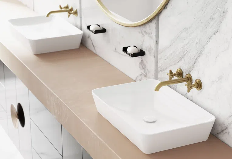 Umywalka nablatowa Deante Tess 60x40 cm prostokątna biały połysk CDS_6U6S