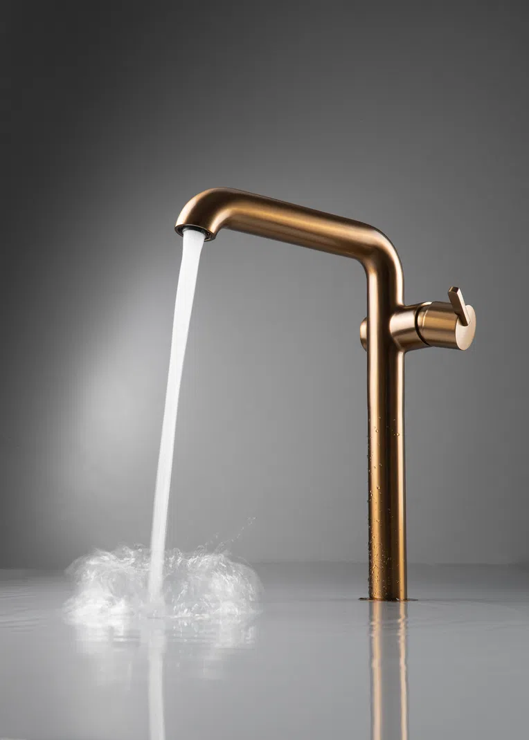 Bateria umywalkowa nablatowa Deante Silia brąz szczotkowana BQS_C24K