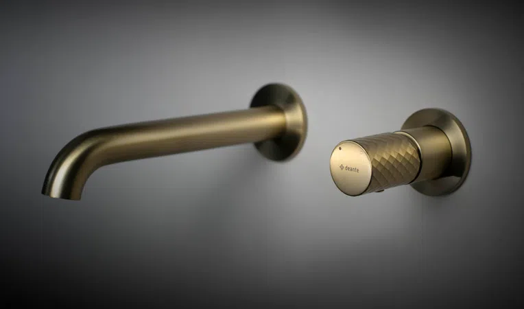 Bateria umywalkowa podtynkowa Deante Silia Hexa złoty szczotkowany BHS_R54L