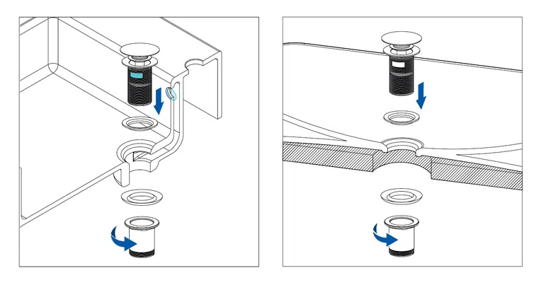 Korek Klik-Klak do umywalki lub bidetu z tuleją Deante złoty połysk NHC_Z10U