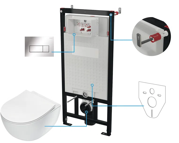 Zestaw Podtynkowy Deante Miska WC z deską Peonia Stelaż z przyciskiem chrom CDES6ZPW