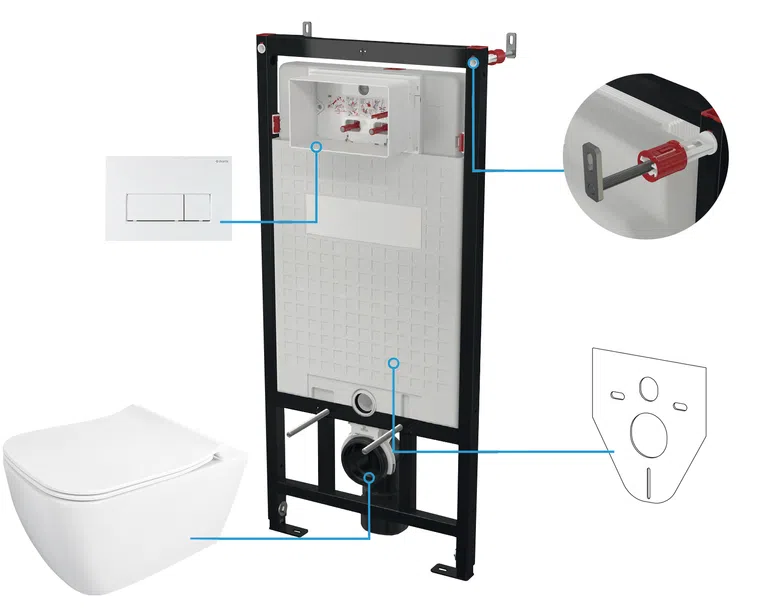 Zestaw Podtynkowy Deante Miska WC z deską Hiacynt New Stelaż z przyciskiem bianco CDYA6ZPW
