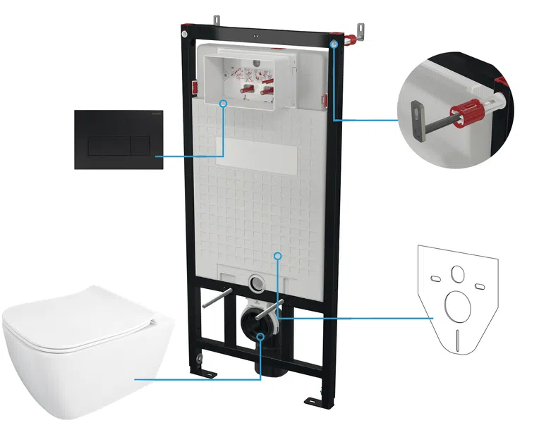 Zestaw Podtynkowy Deante Miska WC z deską Hiacynt New Stelaż z przyciskiem nero CDYN6ZPW