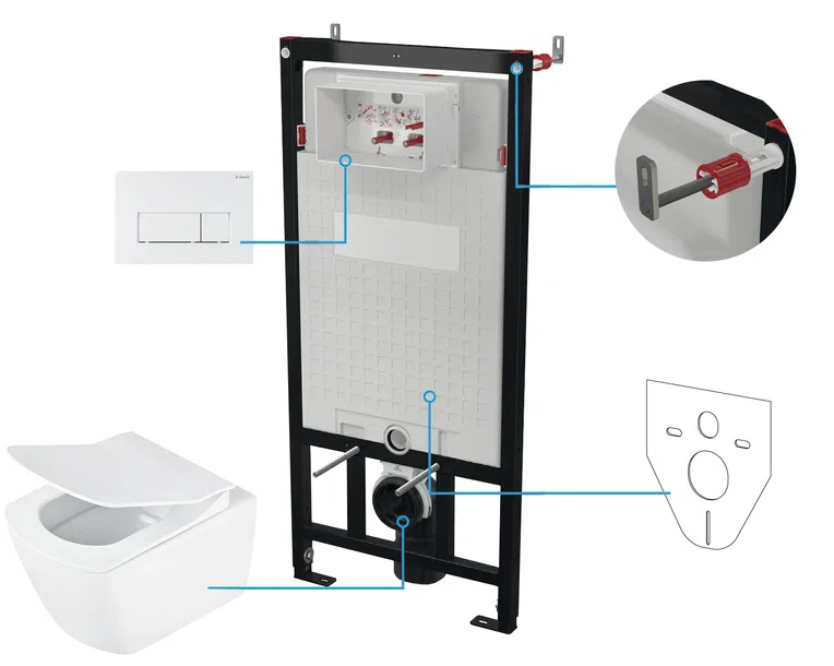 Zestaw Podtynkowy Deante Miska WC z deską Anemon Stelaż z przyciskiem bianco CDZA6ZPW